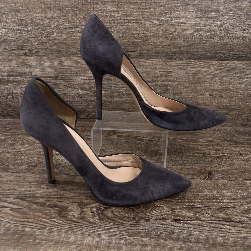 Club Monaco Heels Women's 8.5 Blue Suede D'Orsay Made In Italy Pointed Toe Pumps